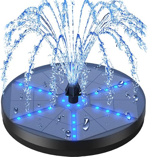 SZMP Fontaine Solaire Pompe Extérieur 4W avec LED Lumières Colorées et