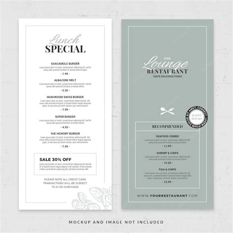 Premium PSD | Simple Food Menu Template in PSD for Modern Restaurant