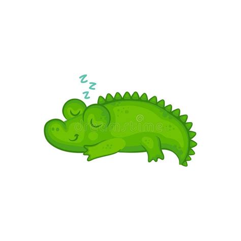 Dessin Anim Crocodile B B Dormir Et Sourire Isol Sur Fond Blanc