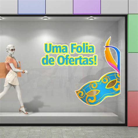 Adesivo Para Vitrine De Carnaval Uma Folia De Ofertas Fran Adesivos