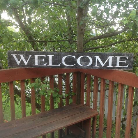 Horizontal Outdoor Wood Signs Front Door Sign Welcome Sign