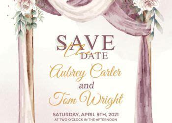 Free Printable Floral Motives Wedding Invitation Templates