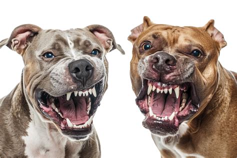 Close Up Of Aggressive Pit Bull Dogs 46334199 Png