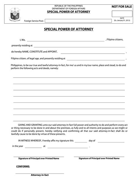 Special Power Of Attorney Philippines Template Printable Templates