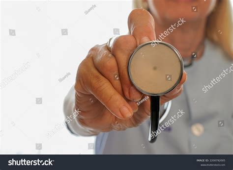 Nurse Show Stethoscope White Background Stock Photo 2200792005 ...