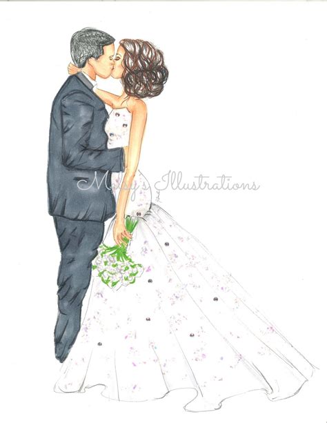 Custom Bride And Groom Illustration By Melsys On Etsy Peintures