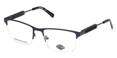 Harley Davidson Hd9013 Semi Rimless Rectangle Matte Blue Eyeglasses