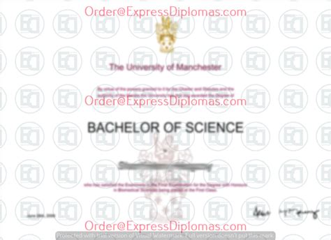 University of Manchester Degree Diploma Certificate - Express Diplomas