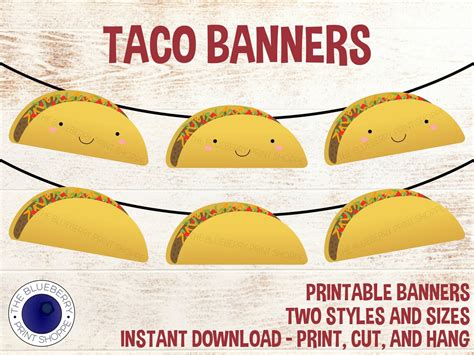 Taco Banners Printable Taco Bar Taco Party Decoration Etsy