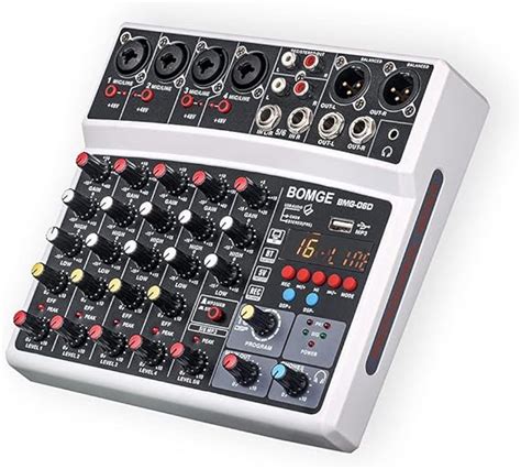 BOMGE 6 Channel Dj Audio Mixer With MP3 USB Bluetooth 48V Phantom Power