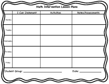 Math Intervention Lesson Plan Template By First Grade Fundamentals