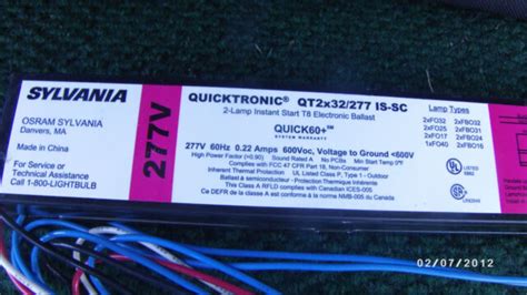 Sylvania Quicktronic 2 Lamp Instant Start T8 Ballast 277v Qt2x32 277 Is Sc For Sale Online Ebay