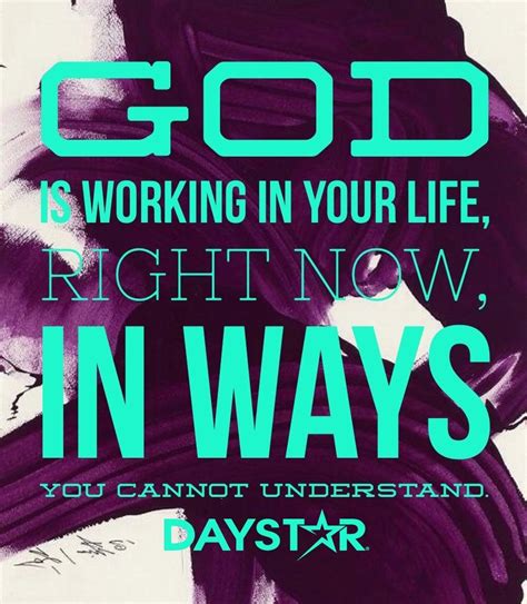 A Purple And Blue Poster With The Words God Is Working In Your Life