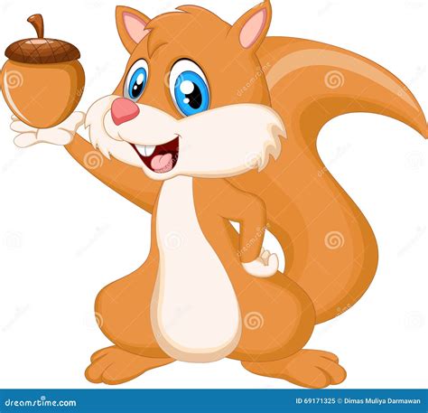 Cute Squirrel Holding Nut Stock Illustration Illustration Of Rodent