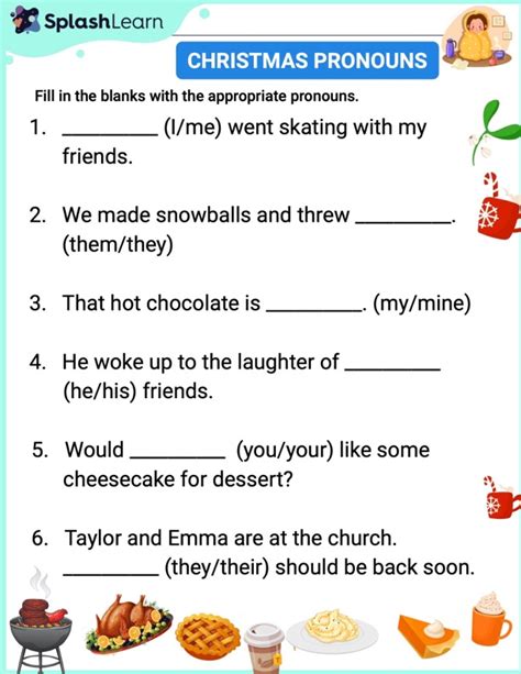 Grammar Worksheet Christmas Pronouns