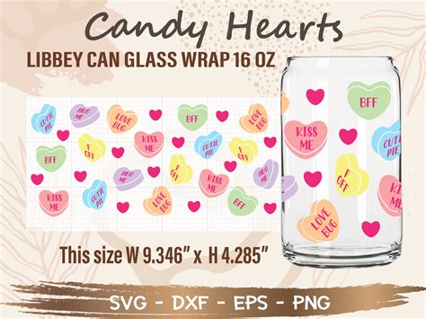 16oz Candy Hearts Libbey Can Glass Wrap Gráfico por Mayano Creative