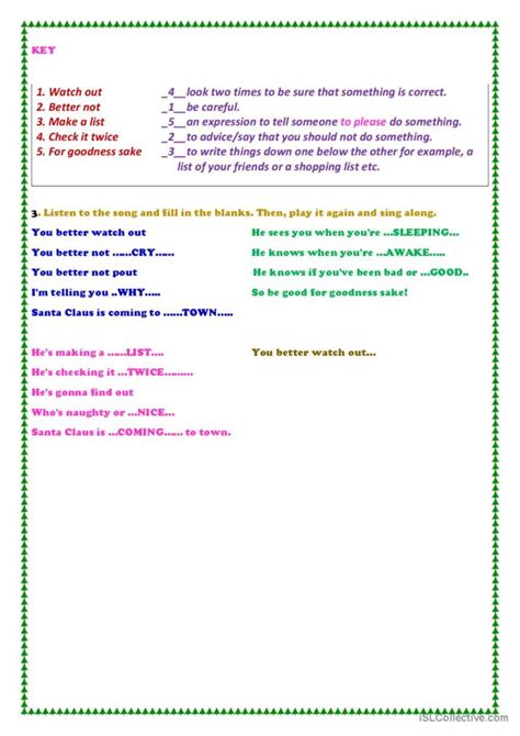 Santa Claus Is Coming To Town English Esl Worksheets Pdf And Doc