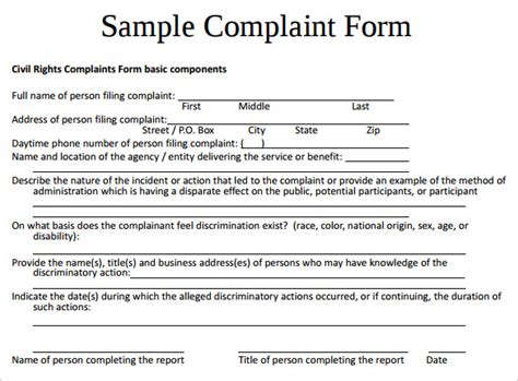 FREE 6 Sample Civil Complaint Forms In PDF MS Word