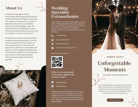 Brown Wedding Tri Fold Brochure Template Venngage