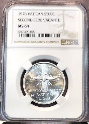 Vatican Silver Lire Second Sede Vacante Ngc Ms Great