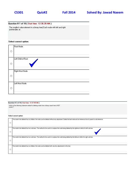 Cs Midterm Solved Quiz Fall Virtual University Of Pakistan