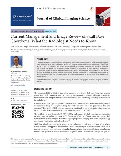 Pdf Current Management And Image Review Of Skull Base Chordoma What The Radiologist Needs To Know