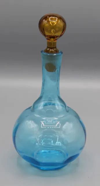 ANCIENNE BOUTEILLE CARAFE En Verre Bleu Et Orange George Sand Liqueur