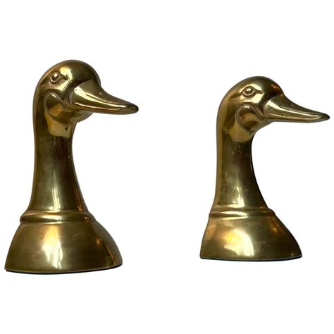 Vintage Duck Bookends In Brass 1950s Set Of 2 For Sale At 1stdibs