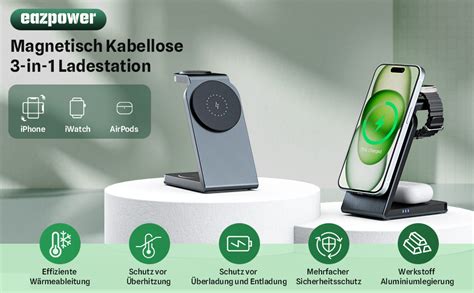 Eazpower Magnetic Ladestation 3 In 1 für Apple Watch Und iPhone Mehrere