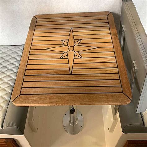 Free Dropshipping Boat Teak Table Top Square With Star Inlay Marine