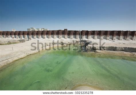 Large Scale Land Reclamation Artificial Island Stock Photo