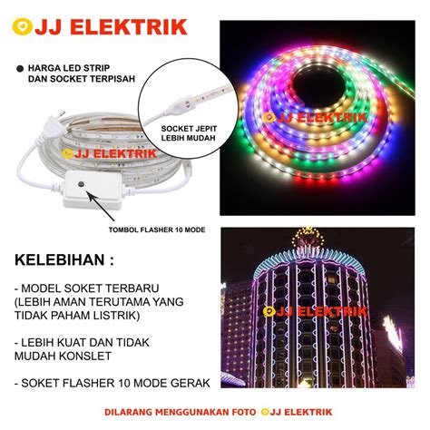 Jual Lampu LED Strip Selang Warna Warni SMD 220V Premium Meteran