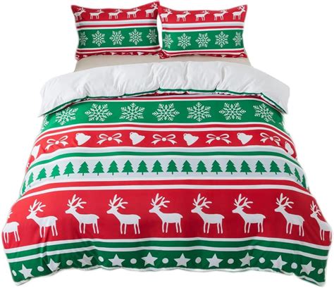 Qjmiaofang Christmas Bedding Queen Christmas Duvet Cover Set Christmas