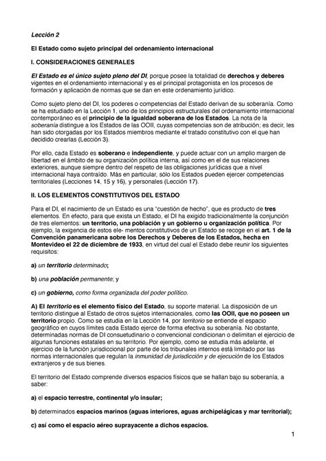 Tema 2 Apuntes DIP Lección 2 El Estado como sujeto principal del