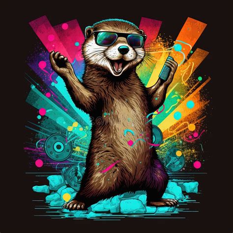 Karaoke Otter Singing and Dancing. Generative AI Stock Photo - Image of ...