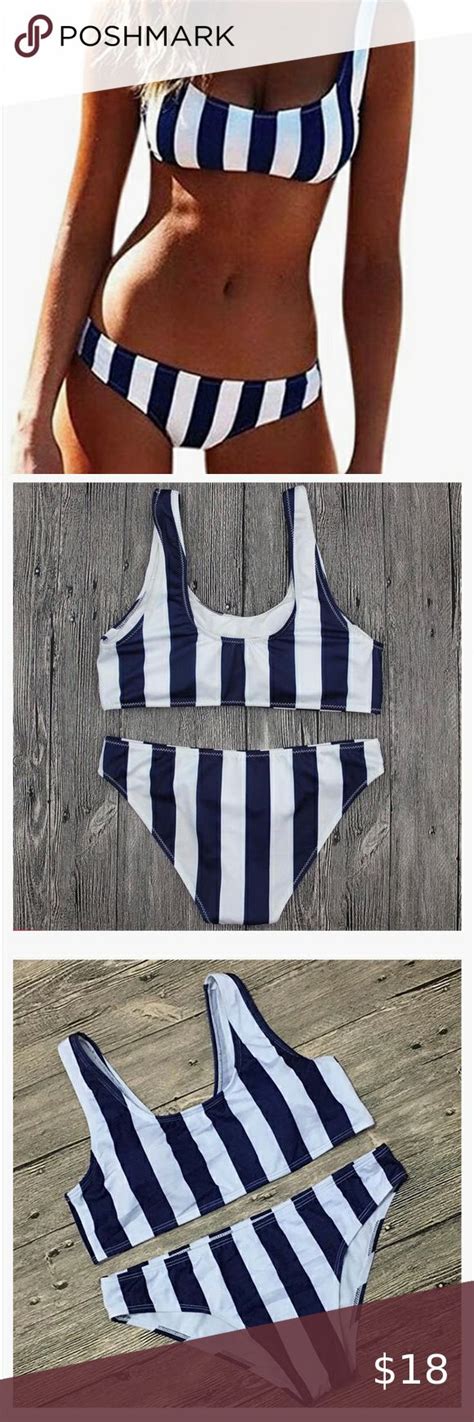 Two Piece Bikini Bathing Swimming Suit Stripe Sz S Bikini Bathing Two