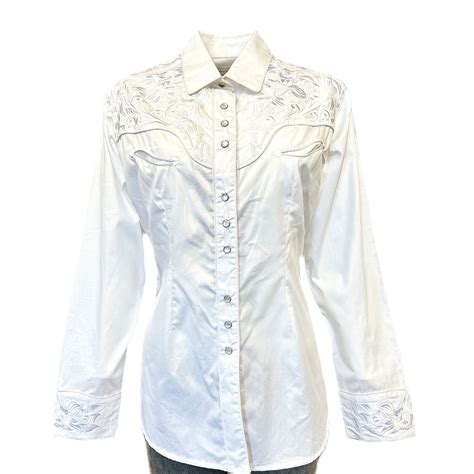 Rockmount Men S Vintage Tooling Embroidery Western Shirt In Ivory