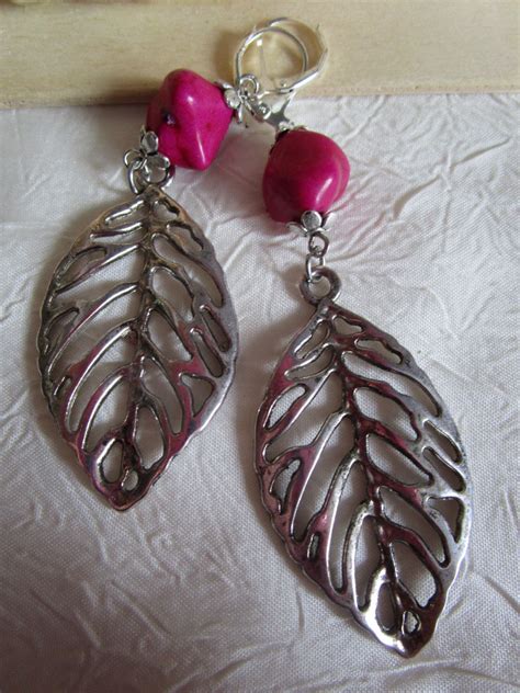 Ravissantes Boucles D Oreilles En Hoowlite Et M Tal Argent De La