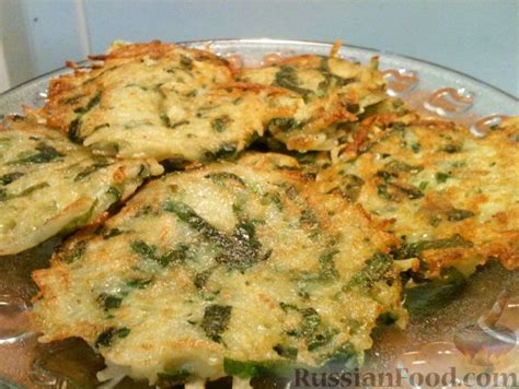 Рецепт: Драники "Весенние" с черемшой на RussianFood.com