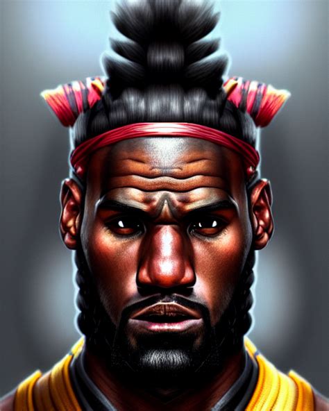 Krea Ai Face Portrait Of Lebron James As A Muscular Ronin