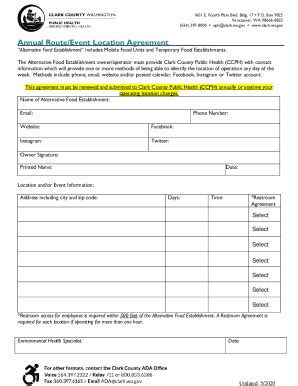 Fillable Online Clark Wa Annual Route Event Location Agreement Fax