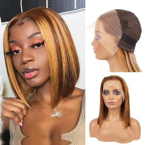 Mowcaw Highlight Bob Wig Human Hair 13×4 Hd Frontal Lace