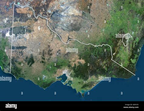 Satellite View Of Victoria Australia With Administrative Boundaries