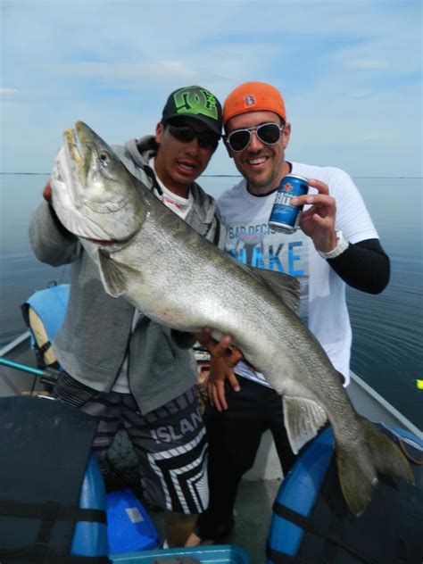 Gannon And Nathan With A Monster 41 Inch Lake Trout Gods Lake Elk