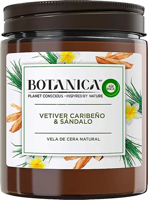 Botanica AirWick Vela aromática de aroma vetiver caribeño y sándalo