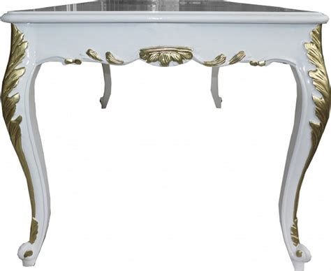 Casa Padrino Mesa De Comedor Barroco Blanco Alto Brillo Oro Mesa De