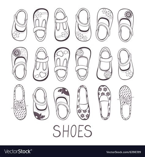 Cute collection of little girls shoes Royalty Free Vector