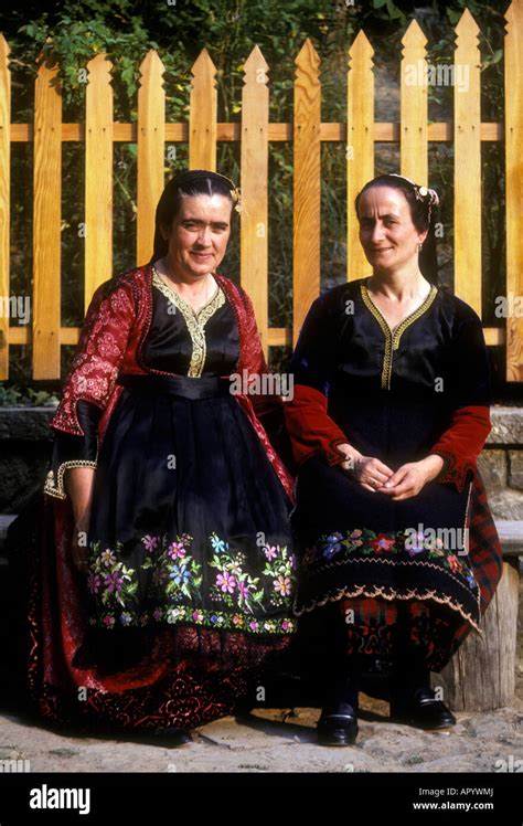 Greek Women Wearing Traditional Costume Mountain Town Metsovo Epirus