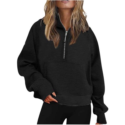 Aloohaidyvio Hoodies For Womenwomen Half Zip Cropped Hoodies Fleece Quarter Zip Up Pullover