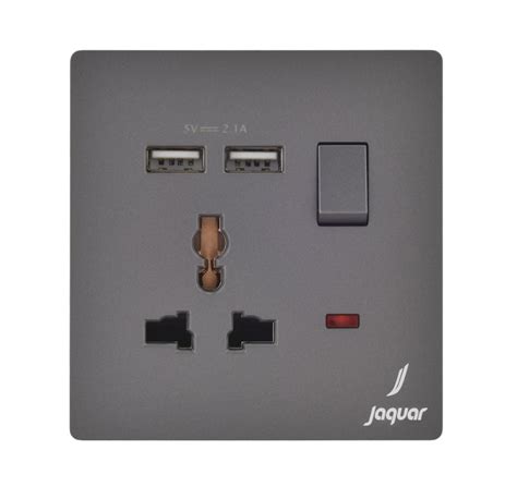 Universal Socket With Usb Port Grey